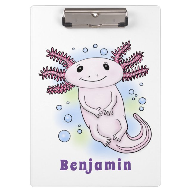 Porte-bloc Caricature axolotl rose adorable (Devant)