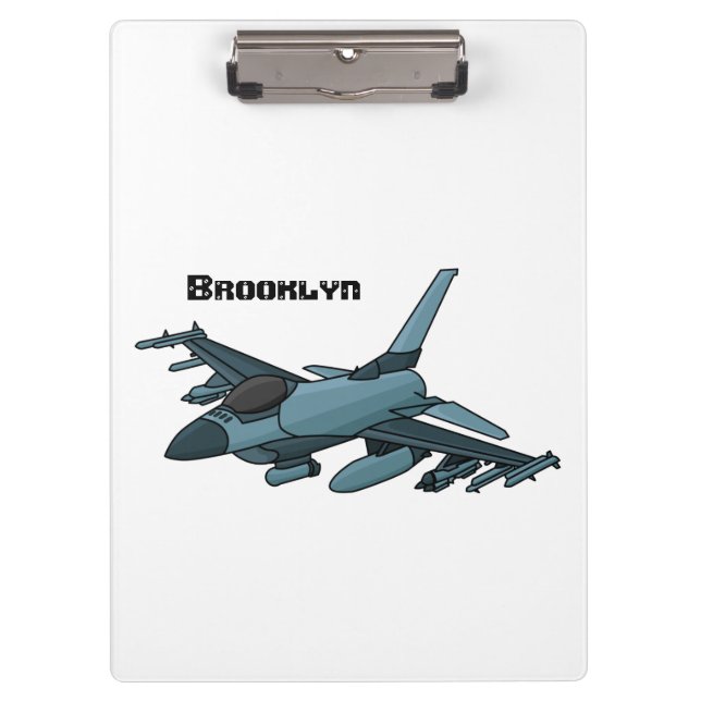 Porte-bloc Caricature d'avion de chasse militaire (Devant)