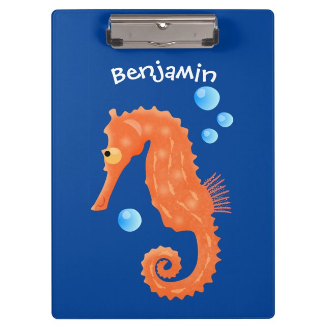Porte-bloc Caricature de bulles d'hippocampe orange (Devant)