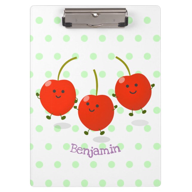 Porte-bloc Caricature de cerises rouges à sauter mûr (Devant)