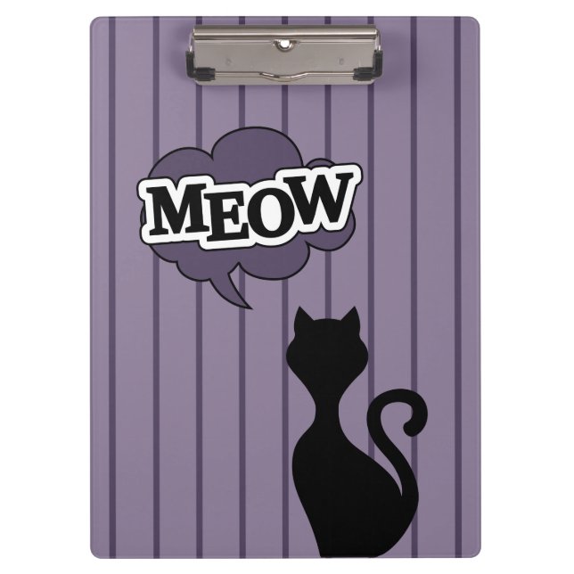 Porte-bloc Caricature de chat noir mauve (Devant)