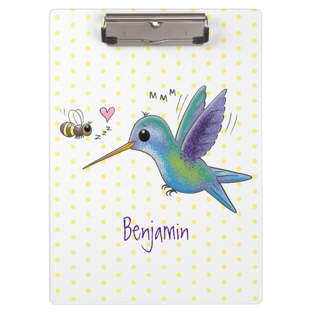 Porte-bloc Caricature de colibri d'abeille mignonne (Devant)