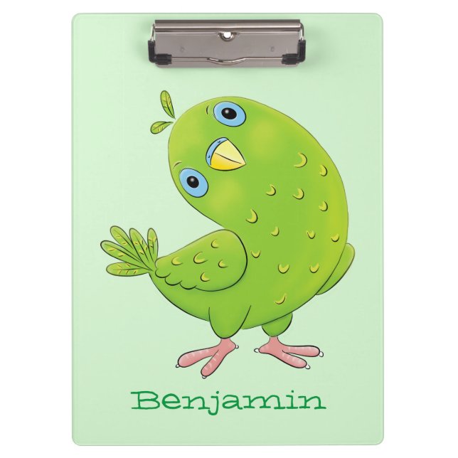 Porte-bloc Caricature de perruche verte curieuse (Devant)