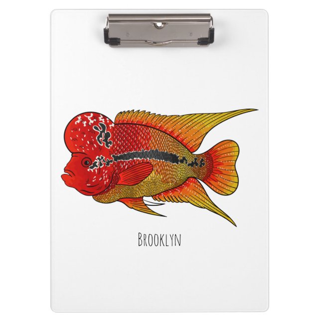 Porte-bloc Caricature de poisson cichlide à fleur (Devant)