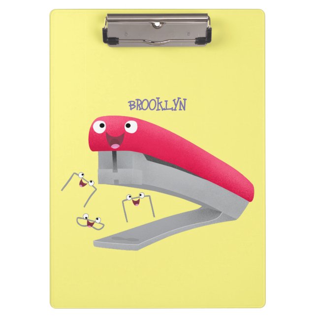 Porte-bloc Caricature en agrafeuse rouge pâle (Devant)