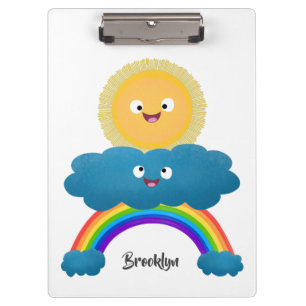 Porte-bloc Caricature en arc-en-ciel du joyeux nuage de solei