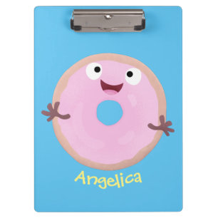 Porte-bloc Caricature joli beignet rose vitré