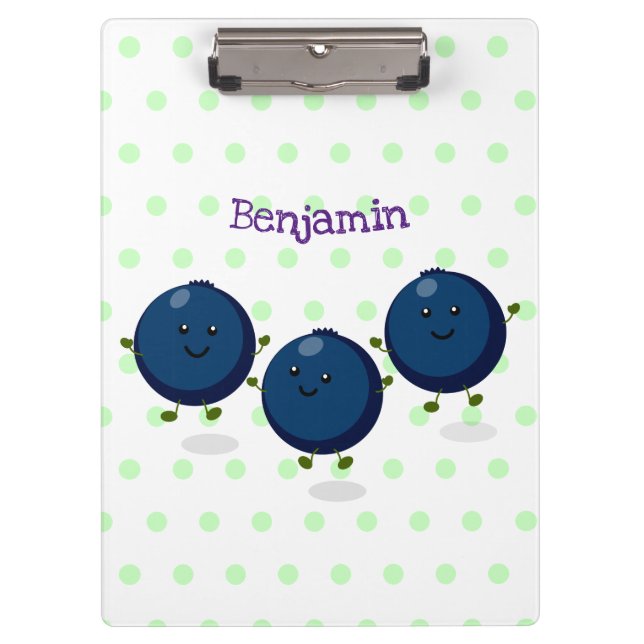 Porte-bloc Caricature mignonne de bleuets violets (Devant)