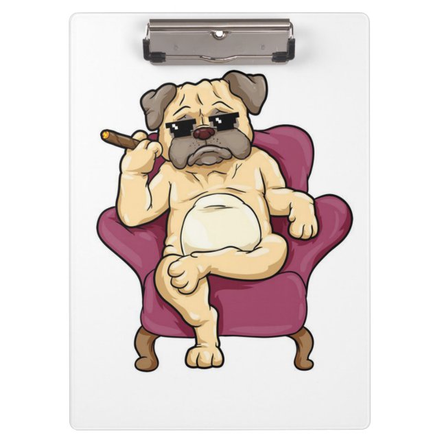 Porte-bloc Carlin Fumer Cigar | Chien Carlin vraiment Cool (Devant)