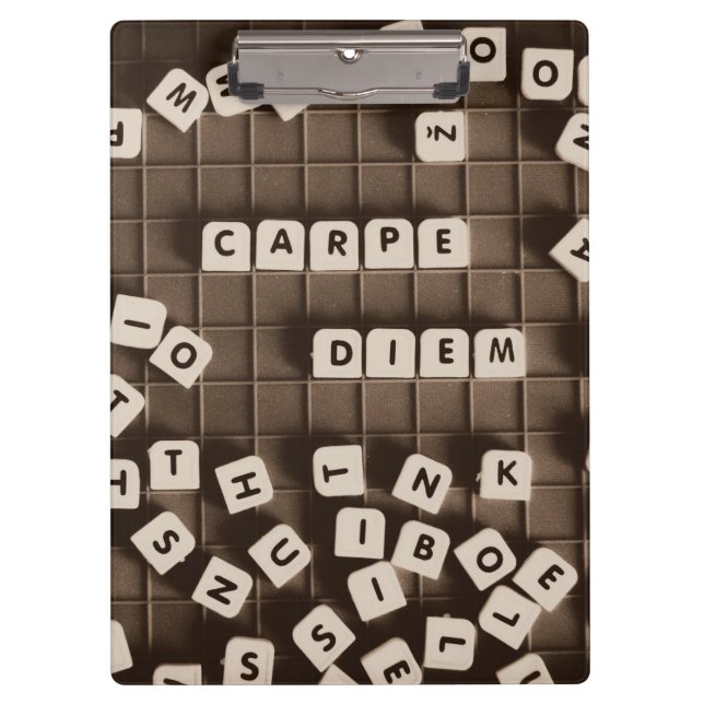 Porte-bloc Carpe Diem Carreaux de lettre rayée (Devant)