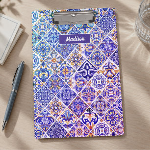 Porte-bloc Carreaux bleus violets siciliens méditerranéens me