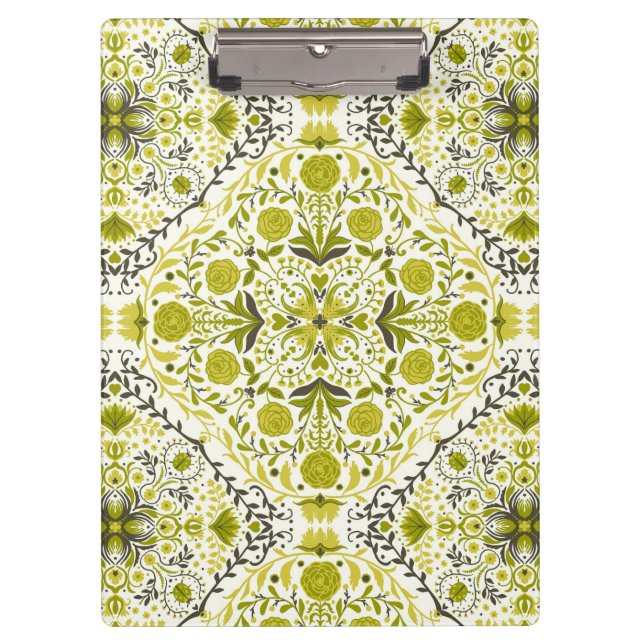 Porte-bloc Carreaux de fleurs en vert (Devant)