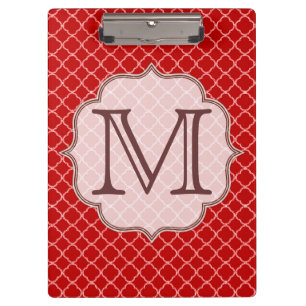Porte-bloc Carte à clip Monogramme en latti en latte rouge Cr