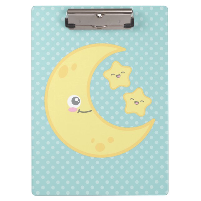 Porte-bloc Carte Clip Kawaii Moon et Stars (Devant)