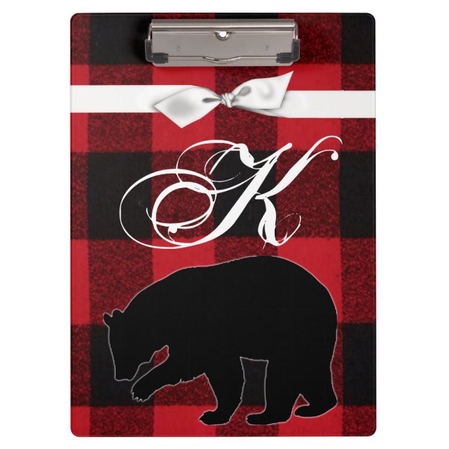 Porte-bloc Carte Clip Personnalisée Red Buffalo Plaid Bla (Devant)