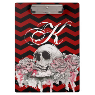 Porte-bloc Carte Clip personnalisée Rose goth Chevron bl