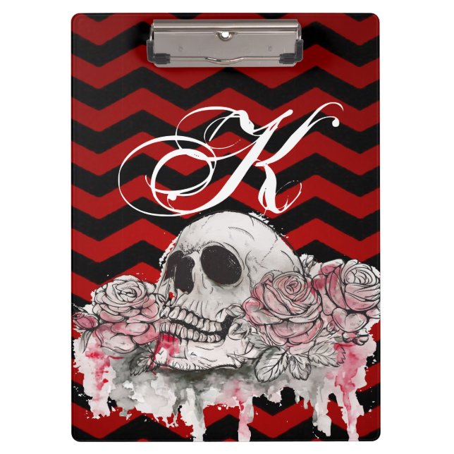 Porte-bloc Carte Clip personnalisée Rose goth Chevron bl (Devant)
