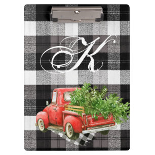 Porte-bloc Carte Clip Personnalisée XMAS Camion Buffalo Plaid