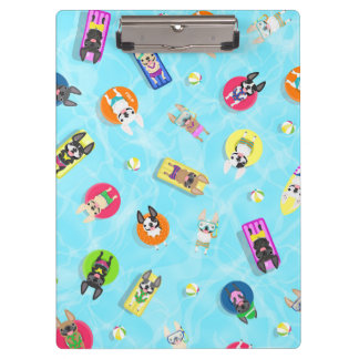 Porte-bloc Carte clipart Frenchie Pool Party