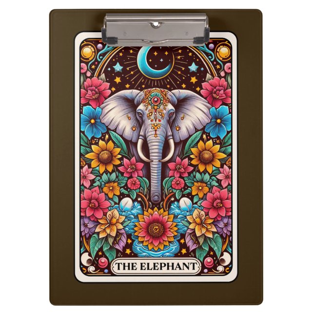 Porte-bloc Carte de tarot de l'éléphant – Symbole de sagesse, (Devant)