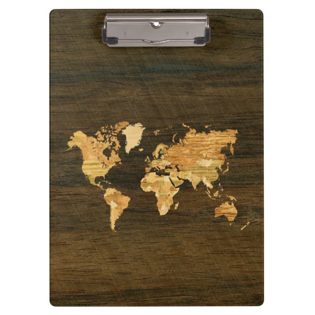 Porte-bloc Carte en bois du monde (Devant)