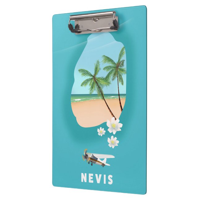 Porte-bloc Carte illustrée de l'île caraïbe de Nevis. (Gauche)