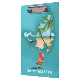 Porte-bloc Carte illustrée de Saint-Martin.