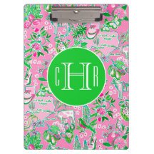 Carte Texas Pink & Green Preppy Motif Monogramme