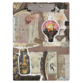 Porte-bloc Carte Ville Ephémère Vintage Découpage