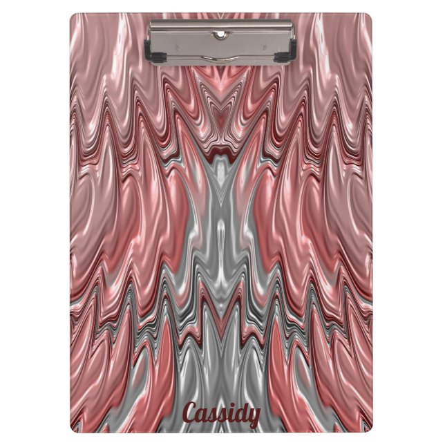 Porte-bloc CASSIDY ~ PASTEL 3D! Rose, Argent, Blanc GLOSSANT (Devant)
