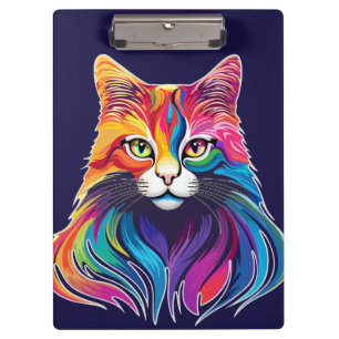 Porte-bloc Cat Maine Portrait Coon Couleurs arc-en-ciel