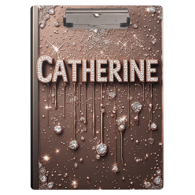 Porte-bloc 🌸Catherine Rose Gold Pailleté Notes de Nom🌸 (Devant)