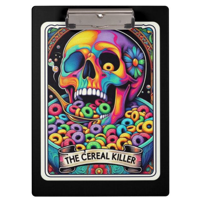 Porte-bloc Cereal Killer Tarot – Skull Eating Cereal, Dark (Devant)