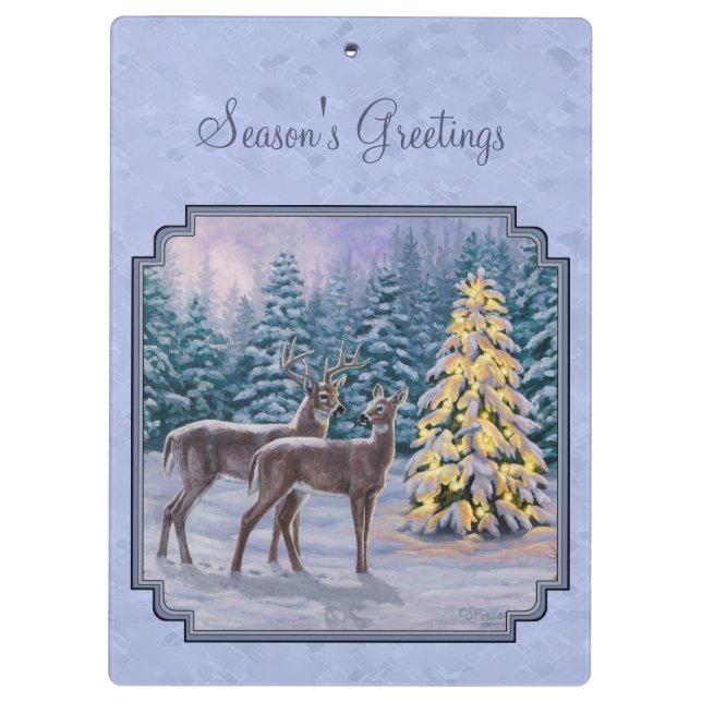 Porte-bloc Cerf et arbre de Noël Bleu d'hiver (Dos)