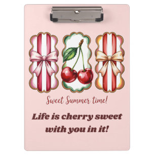 Porte-bloc Cerises et rubans à l'aquarelle vintage Douce
