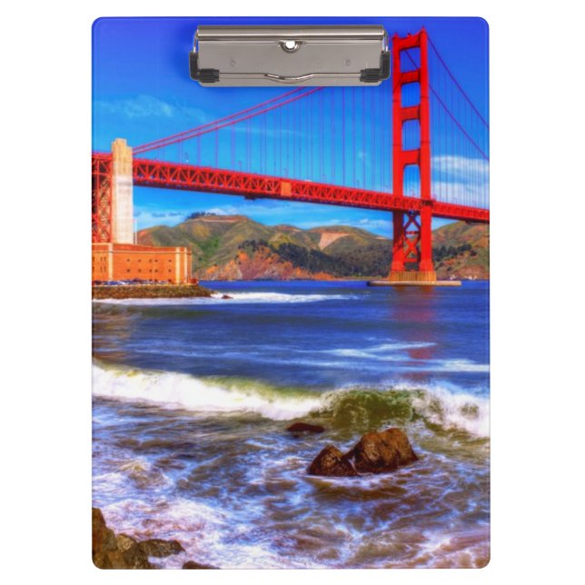 Porte-bloc C'est une image de HDR de 3 tirs du Golden Gate (Devant)