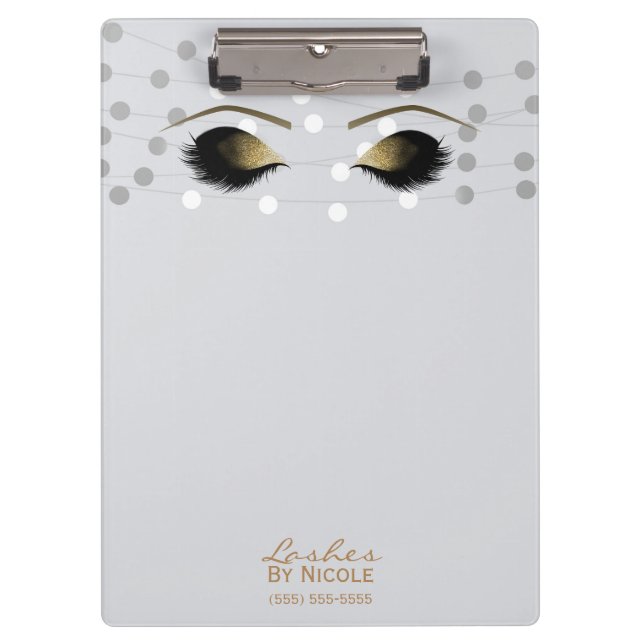 Porte-bloc Chaîne blanche Lumières Gold Maquillage Eyes Lashe (Devant)