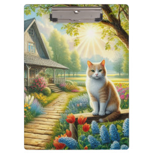 Porte-bloc Chalet de printemps/jardin & chat