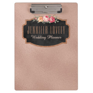 Porte-bloc Chalet Rose d'or personnalisé Chalboard Floral