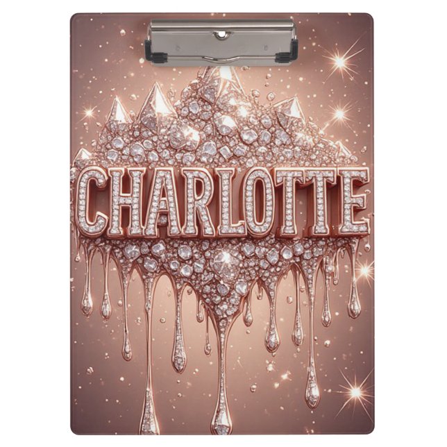 Porte-bloc 🌸Charlotte Rose Gold Glitter Notes de Nom🌸 (Devant)