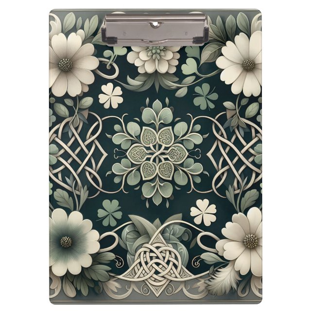 Porte-bloc Charme floral du trèfle celtique (Devant)