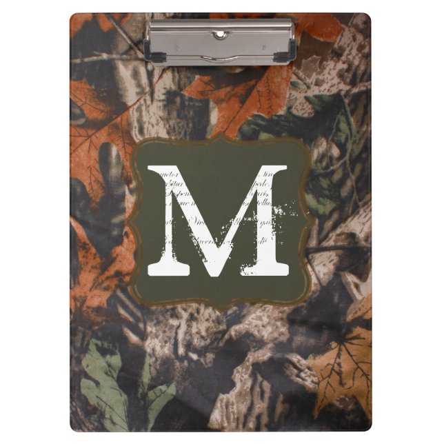 Porte-bloc Chasse Chasse Camo Chasseurs Monogramme Carte Clip (Devant)