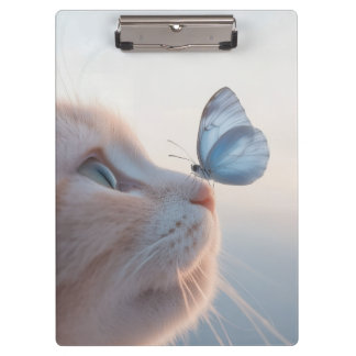 Porte-bloc Chat adorable et Carnet spiral papillon bleu