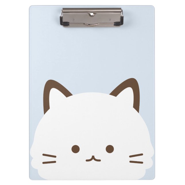 Porte-bloc Chat au visage mignon sur fond bleu pastel (Devant)