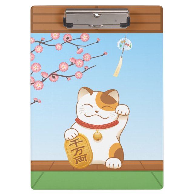 Porte-bloc Chat Calico Lucky Japonais, Maneki Neko (Devant)