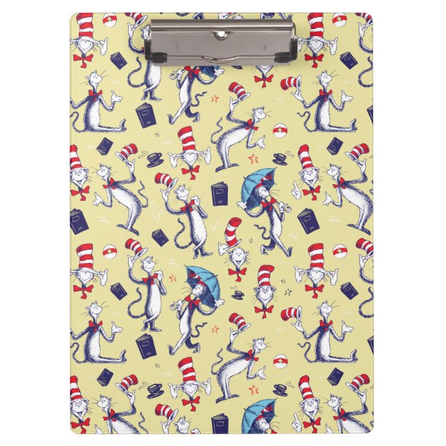 Porte-bloc Chat dans le Chapeau | Motif Jaune (Devant)