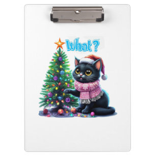 Porte-bloc Chat de Noël amusant Avec Sticker Arbre