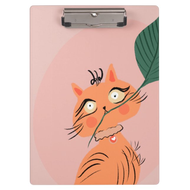 Porte-bloc  Chat drôle plante feuille dessin animé    (Devant)