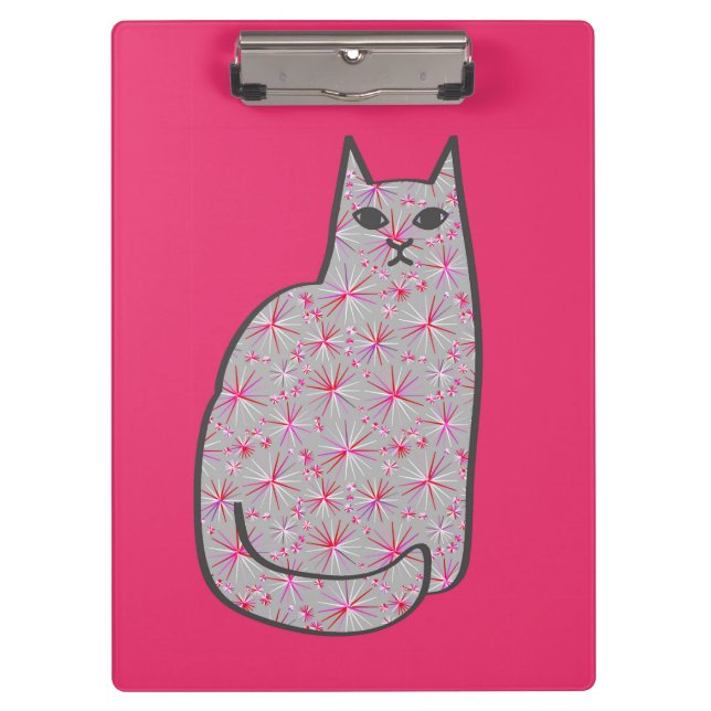Porte-bloc Chat moderne du milieu du siècle, Fuchsia et rose  (Devant)