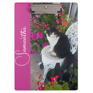 Porte-bloc Chat Smoking Fleurs Filles Nom Rose Foncé